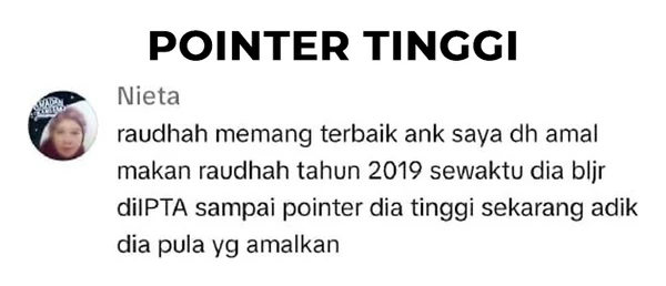 Testimoni Nieta: anak amalkan sejak 2019 semasa belajar di IPTA, pointer tinggi; kini adiknya pula amalkan.